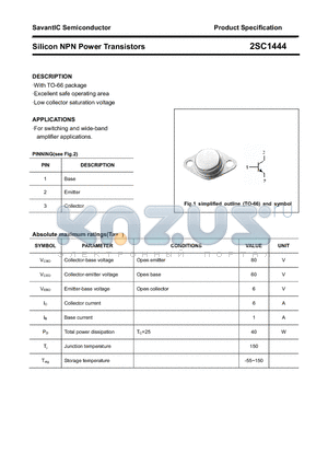 2SC1444 datasheet - Silicon NPN Power Transistors