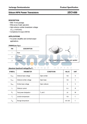 2SC1450 datasheet - Silicon NPN Power Transistors