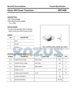 2SC1456 datasheet - Silicon NPN Power Transistors