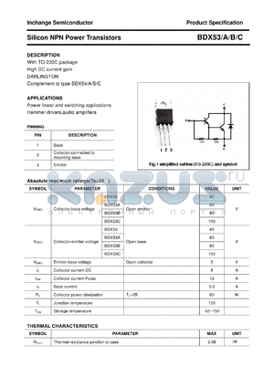 BDX53A datasheet - Silicon NPN Power Transistors