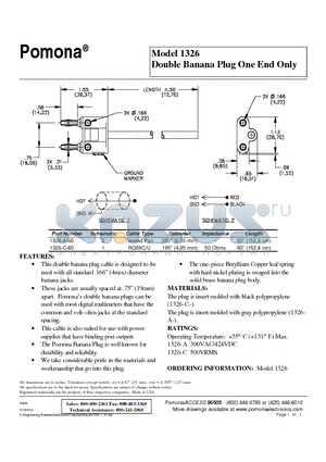 1326 datasheet - Double Banana Plug One End Only