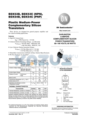 BDX53B datasheet - Plastic Medium-Power Complementary Silicon Transistors