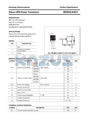 BDX53B datasheet - Silicon NPN Power Transistors