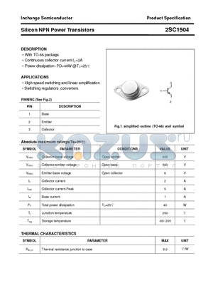 2SC1504 datasheet - Silicon NPN Power Transistors