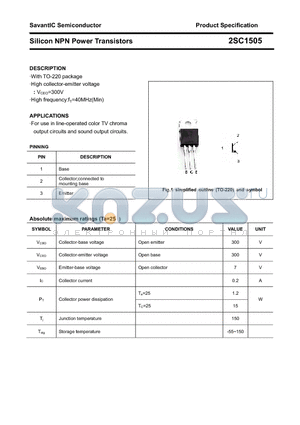 2SC1505 datasheet - Silicon NPN Power Transistors