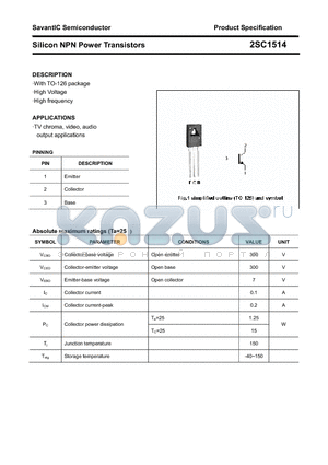 2SC1514 datasheet - Silicon NPN Power Transistors