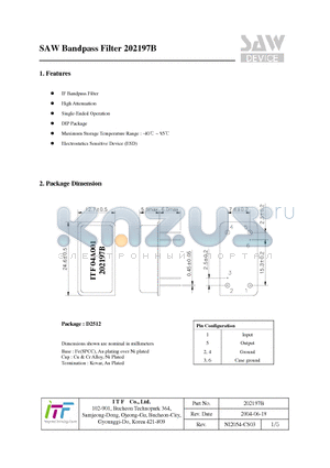 202197B datasheet - SAW Bandpass Filter