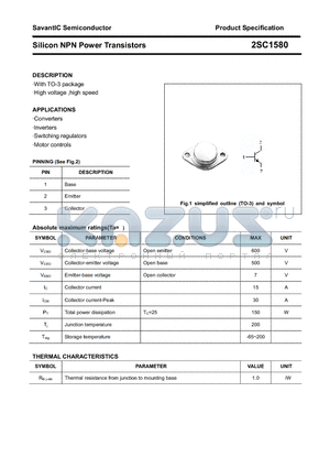 2SC1580 datasheet - Silicon NPN Power Transistors