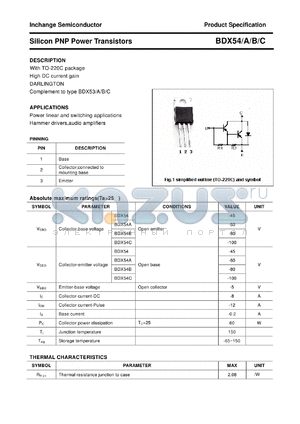 BDX54 datasheet - Silicon PNP Power Transistors