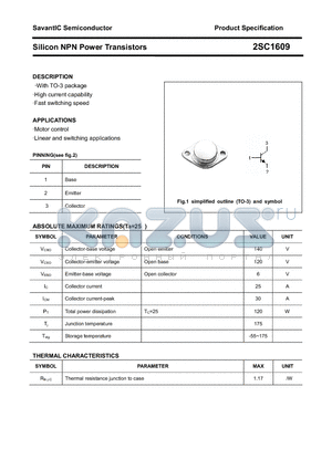 2SC1609 datasheet - Silicon NPN Power Transistors