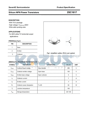 2SC1617 datasheet - Silicon NPN Power Transistors