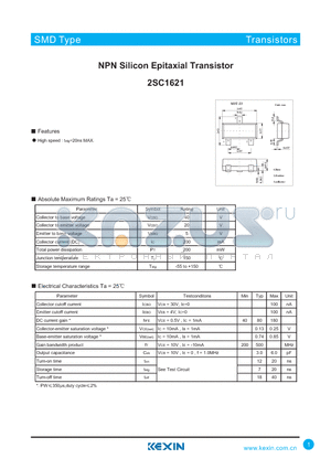 2SC1621 datasheet - NPN Silicon Epitaxial Transistor