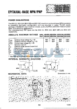 BDX54A datasheet - BASE NPN / PNP