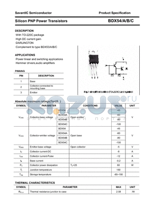 BDX54C datasheet - Silicon PNP Power Transistors