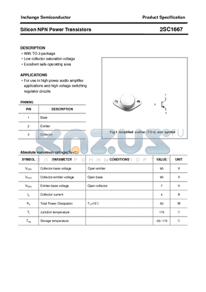 2SC1667 datasheet - Silicon NPN Power Transistors