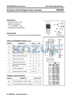 BDX54F datasheet - isc Silicon PNP Darlington Power Transistor