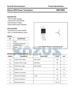 2SC1683 datasheet - Silicon NPN Power Transistors
