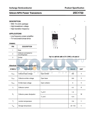 2SC1722 datasheet - Silicon NPN Power Transistors