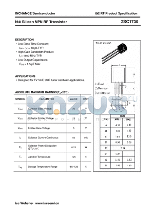2SC1730 datasheet - isc Silicon NPN RF Transistor