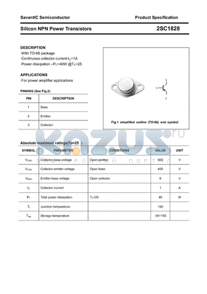 2SC1828 datasheet - Silicon NPN Power Transistors