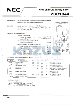 2SC1844 datasheet - NPN SILICON TRANSISTOR