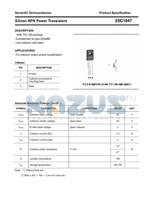 2SC1847 datasheet - Silicon NPN Power Transistors