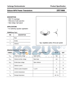 2SC1868 datasheet - Silicon NPN Power Transistors