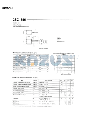 2SC1856 datasheet - VHF TV TUNER RF AMPLIFIER