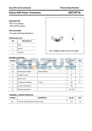 2SC1871A datasheet - Silicon NPN Power Transistors