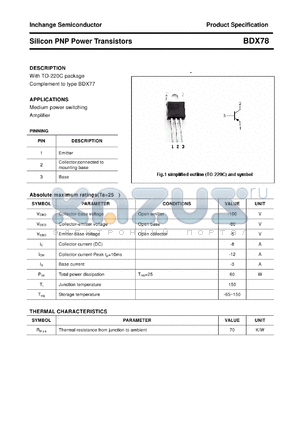 BDX78 datasheet - Silicon PNP Power Transistors