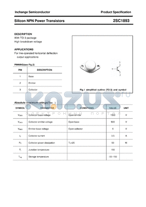 2SC1893 datasheet - Silicon NPN Power Transistors