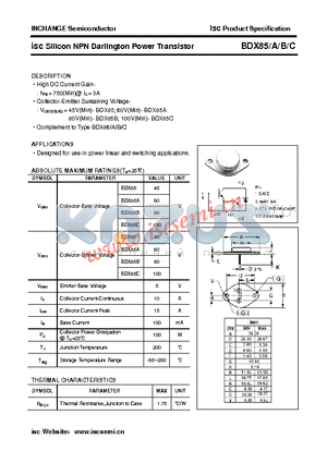 BDX85 datasheet - isc Silicon NPN Darlington Power Transistor