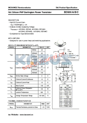 BDX86B datasheet - isc Silicon PNP Darlington Power Transistor