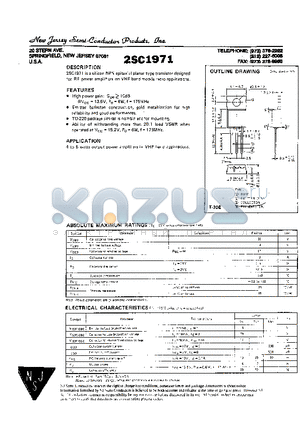 2SC1971 datasheet - silicon NPN epitaxial planar type transistor designed for RF power amplifiers on VHF band mobile radio