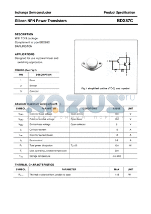 BDX87C datasheet - Silicon NPN Power Transistors