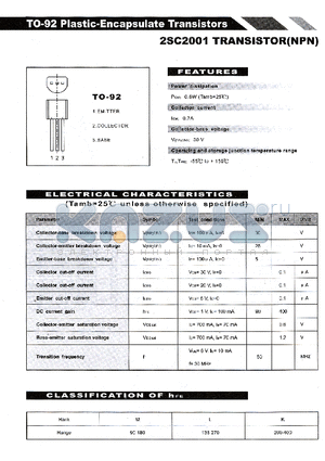 2SC2001 datasheet - TO-92 Plastic-Encapsulate Transistors