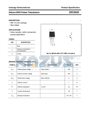 2SC2022 datasheet - Silicon NPN Power Transistors