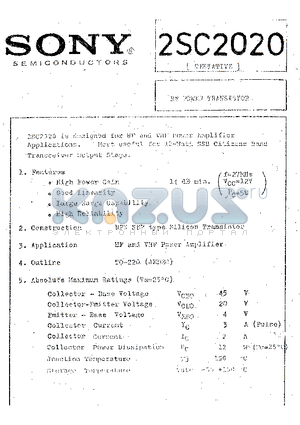 2SC2020 datasheet - RP POWER TRANSISTOR