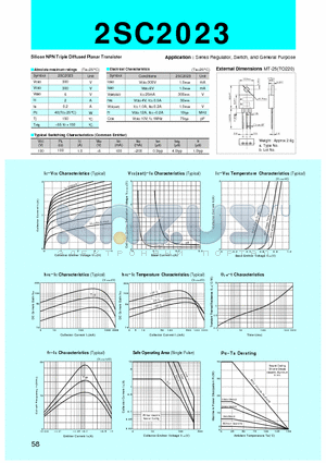 2SC2023 datasheet - Silicon NPN Triple Diffused Planar Transistor(Series Regulator, Switch, and General Purpose)