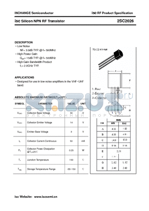 2SC2026 datasheet - isc Silicon NPN RF Transistor