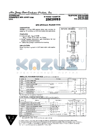 2SC2053 datasheet - NPN EPITAXIAL PLANAR TYPE