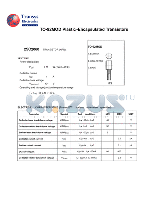 2SC2060 datasheet - Plastic-Encapsulated Transistors