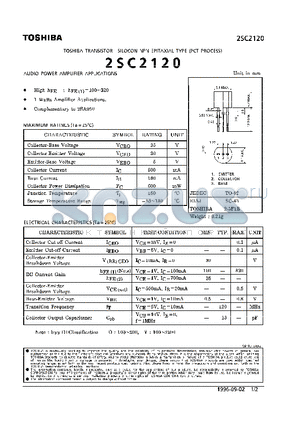 2SC2120 datasheet - TRANSISTOR (AUDIO POWER AMPLIFIER APPLICATIONS)