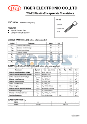 2SC2120 datasheet - TO-92 Plastic-Encapsulate Transistors (NPN)