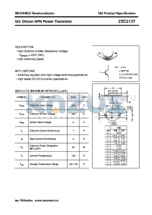 2SC2137 datasheet - isc Silicon NPN Power Transistor