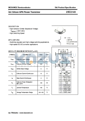 2SC2140 datasheet - isc Silicon NPN Power Transistor