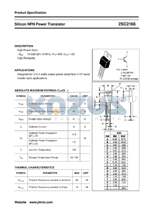 2SC2166 datasheet - Silicon NPN Power Transistor