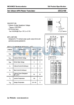 2SC2168 datasheet - isc Silicon NPN Power Transistor