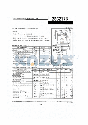 2SC2173 datasheet - UHF BAND POWER AMPLIFIER APPLICATIONS