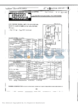 2SC2231A datasheet - SILICON NPN TRIPLE DIFFUSED TYPE(PCT PROCESS)